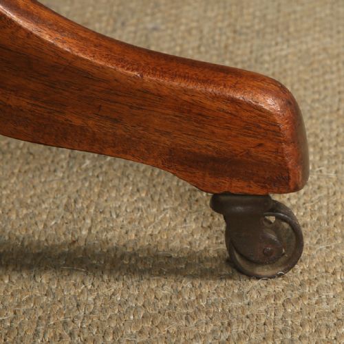 fig 3. Antique English George V Mahogany & Green Leather Upholstered Revolving Office Desk Arm Chair (Circa 1920)