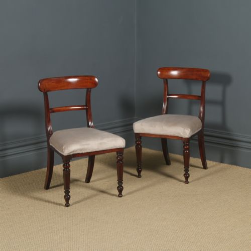 Antique English Georgian Pair Two Mahogany Dining / Office / Desk Chairs (Circa 1830)