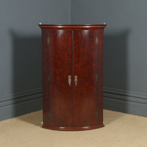 Antique English Georgian Plum Pudding Mahogany Bow Front Corner Cupboard Cabinet (Circa 1800)