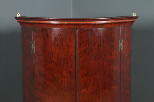 fig 2. Antique English Georgian Plum Pudding Mahogany Bow Front Corner Cupboard Cabinet (Circa 1800)