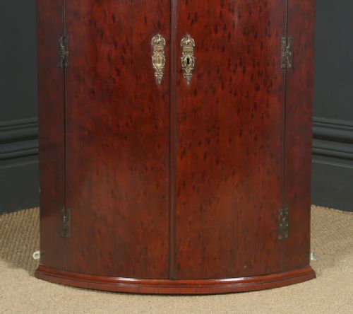 fig 3. Antique English Georgian Plum Pudding Mahogany Bow Front Corner Cupboard Cabinet (Circa 1800)