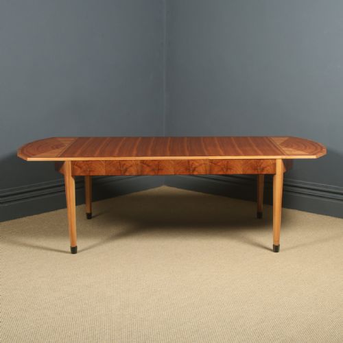 fig 1. Antique Art Deco Figured Walnut 8ft Extending Dining Table (Circa 1930)