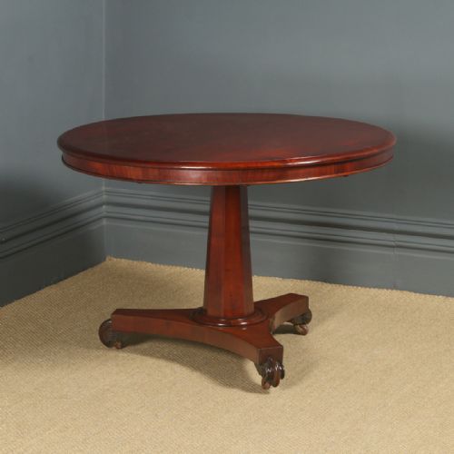 Antique English William IV Mahogany Circular Round Centre / Occasional / Dining Pedestal Table (Circa 1835)