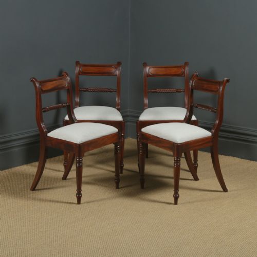 Antique English Georgian Set of Four 4 Mahogany Bar Back Dining Chairs (Circa 1825)