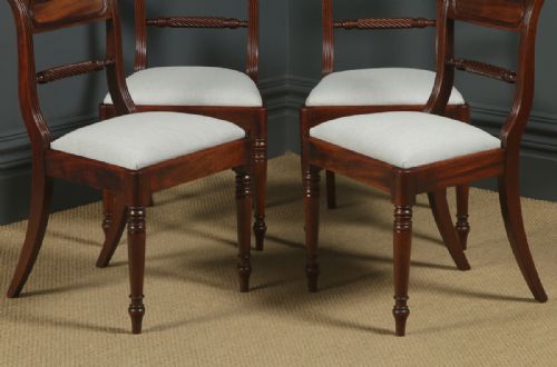fig 1. Antique English Georgian Set of Four 4 Mahogany Bar Back Dining Chairs (Circa 1825)