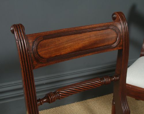 fig 4. Antique English Georgian Set of Four 4 Mahogany Bar Back Dining Chairs (Circa 1825)