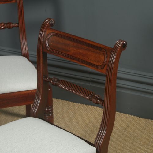 fig 5. Antique English Georgian Set of Four 4 Mahogany Bar Back Dining Chairs (Circa 1825)