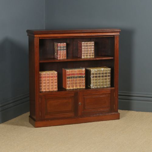Antique English Victorian Mahogany Open 4ft Bookcase Cupboard (Circa 1880)