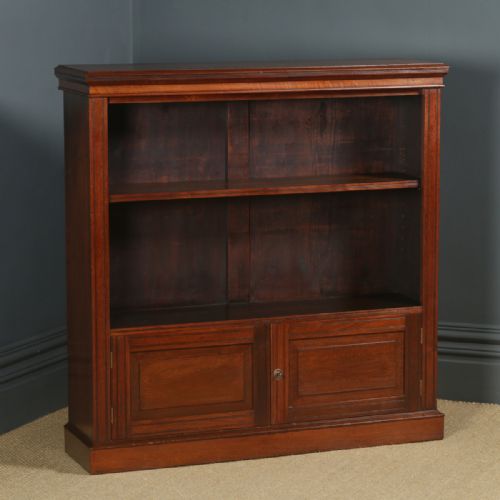 fig 1. Antique English Victorian Mahogany Open 4ft Bookcase Cupboard (Circa 1880)
