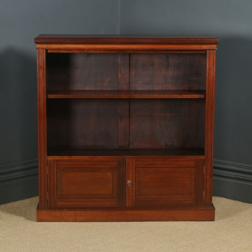 fig 2. Antique English Victorian Mahogany Open 4ft Bookcase Cupboard (Circa 1880)
