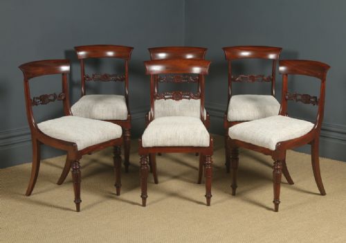 fig 1. Antique English William IV Set of Six 6 Mahogany Bar Back Dining Chairs (Circa 1830)