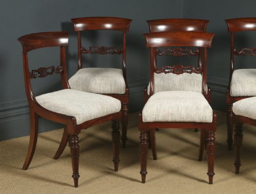 fig 2. Antique English William IV Set of Six 6 Mahogany Bar Back Dining Chairs (Circa 1830)