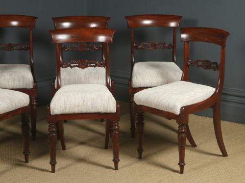 fig 3. Antique English William IV Set of Six 6 Mahogany Bar Back Dining Chairs (Circa 1830)