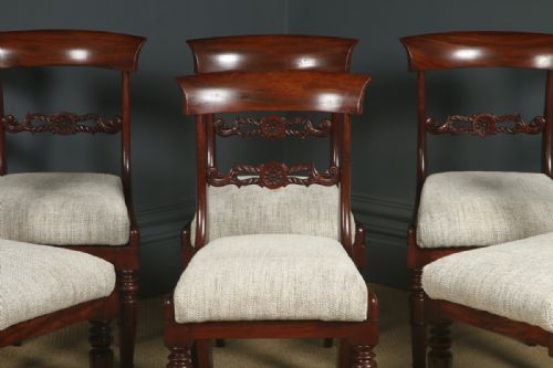 fig 4. Antique English William IV Set of Six 6 Mahogany Bar Back Dining Chairs (Circa 1830)