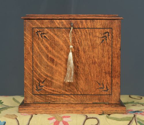 fig 1. Antique English Victorian Oak Stationery & Writing Box / Cabinet (Circa 1900)