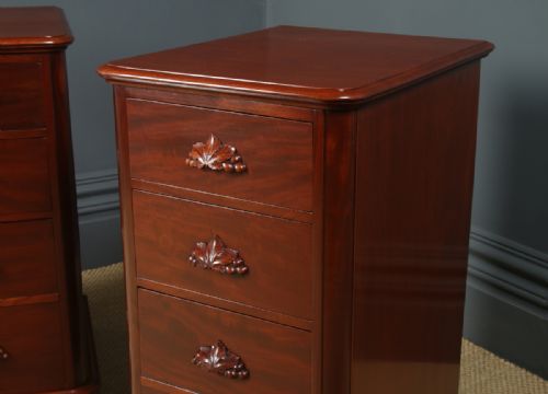 fig 4. Antique English Pair of Victorian Figured Mahogany Bedside Chests Tables  (Circa 1860)