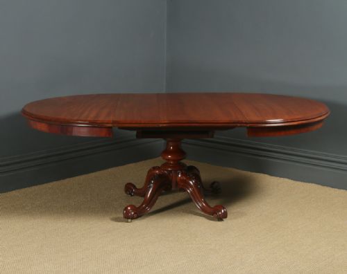 fig 2. Antique English Victorian Oval Mahogany Extending Eight Seat Pedestal Dining Table / 7ft 5” Long (Circa 1850)
