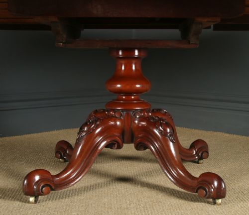 fig 3. Antique English Victorian Oval Mahogany Extending Eight Seat Pedestal Dining Table / 7ft 5” Long (Circa 1850)