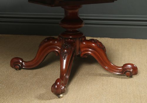 fig 4. Antique English Victorian Oval Mahogany Extending Eight Seat Pedestal Dining Table / 7ft 5” Long (Circa 1850)