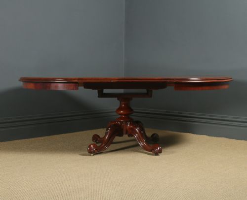 fig 5. Antique English Victorian Oval Mahogany Extending Eight Seat Pedestal Dining Table / 7ft 5” Long (Circa 1850)