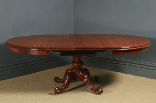 fig 6. Antique English Victorian Oval Mahogany Extending Eight Seat Pedestal Dining Table / 7ft 5” Long (Circa 1850)