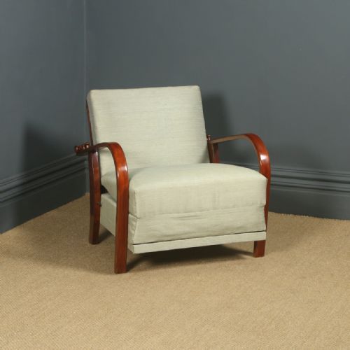 fig 2. Antique French Art Deco Beech Reclining Metamorphic Lounge Chair / Day Bed (Circa 1930)