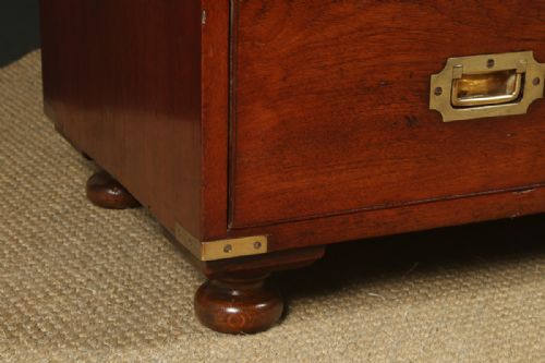 fig 5. Antique English Victorian Teak & Brass Military Campaign Chest of Drawers (Circa 1870) 