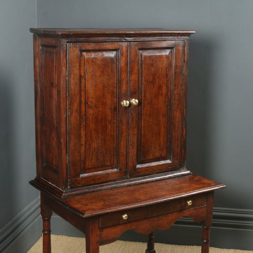 fig 3. Antique English Georgian Oak Kitchen Cupboard & Side Table (Circa 1720)