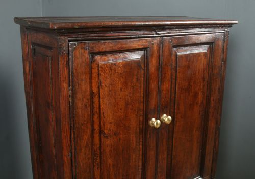 fig 4. Antique English Georgian Oak Kitchen Cupboard & Side Table (Circa 1720)