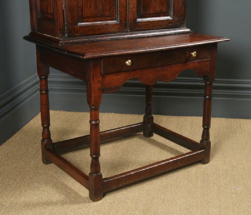 fig 6. Antique English Georgian Oak Kitchen Cupboard & Side Table (Circa 1720)