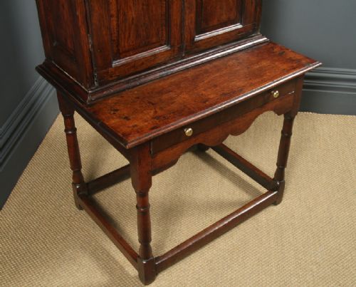 fig 7. Antique English Georgian Oak Kitchen Cupboard & Side Table (Circa 1720)