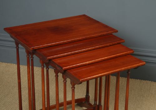 fig 2. Antique English Edwardian Set of Four Regency Style Mahogany Nest of Side / Lamp / Coffee Tables (Circa 1910)