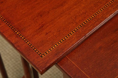 fig 4. Antique English Edwardian Set of Four Regency Style Mahogany Nest of Side / Lamp / Coffee Tables (Circa 1910)