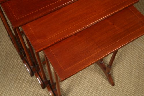 fig 5. Antique English Edwardian Set of Four Regency Style Mahogany Nest of Side / Lamp / Coffee Tables (Circa 1910)