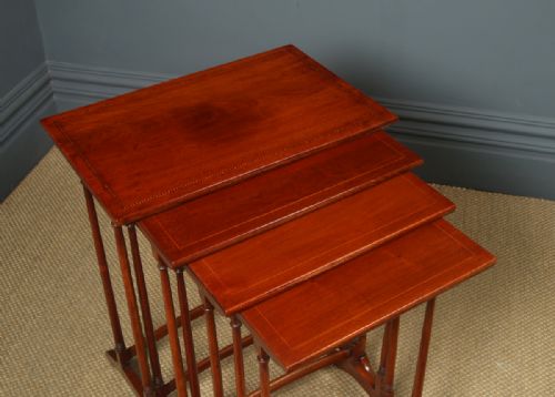 fig 6. Antique English Edwardian Set of Four Regency Style Mahogany Nest of Side / Lamp / Coffee Tables (Circa 1910)