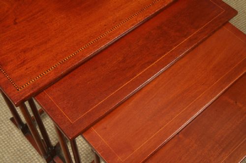fig 7. Antique English Edwardian Set of Four Regency Style Mahogany Nest of Side / Lamp / Coffee Tables (Circa 1910)