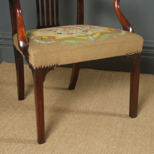 fig 3. Antique English Georgian Mahogany Elbow Office / Desk / Dining / Arm Chair / Carver (Circa 1780)