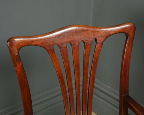 fig 5. Antique English Georgian Chippendale Style Mahogany Elbow Office / Desk / Dining / Arm Chair / Carver (Circa 1880)