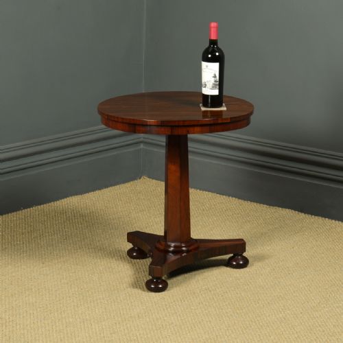 fig 1. Antique English William IV Rosewood Wine Occasional Round Lamp Tripod Table (Circa 1830)