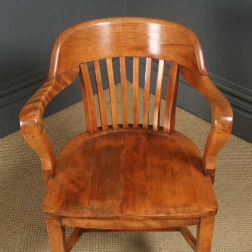 fig 3. Antique English Edwardian Birch Office Desk Elbow Tub Arm Chair (Circa 1910)