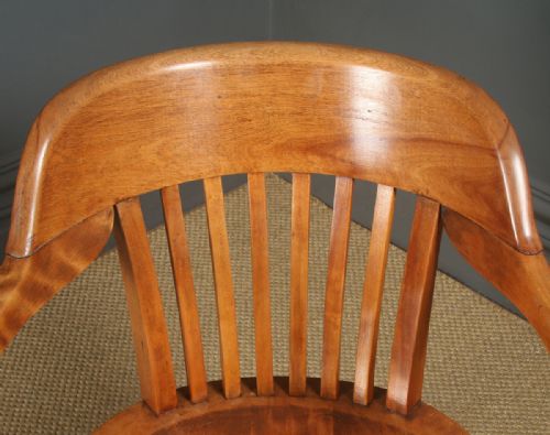 fig 4. Antique English Edwardian Birch Office Desk Elbow Tub Arm Chair (Circa 1910)