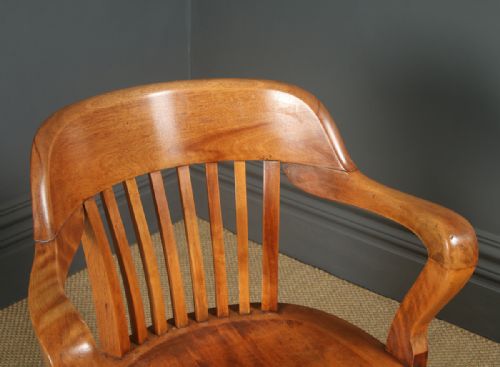 fig 5. Antique English Edwardian Birch Office Desk Elbow Tub Arm Chair (Circa 1910)