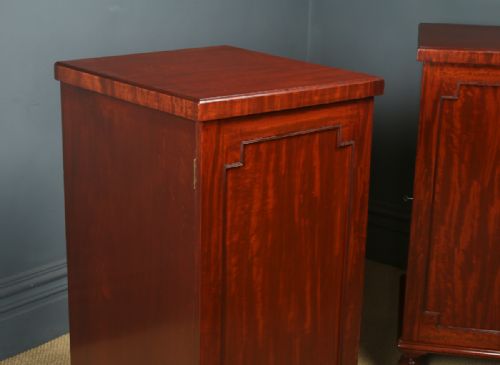 ANTIQUE ENGLISH LARGE PAIR OF GEORGIAN REGENCY FIGURED MAHOGANY PEDESTAL CABINETS CUPBOARDS BEDSIDES STANDS CIRCA 1820 - ADDITIONAL PHOTO 2