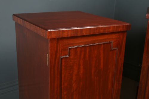 ANTIQUE ENGLISH LARGE PAIR OF GEORGIAN REGENCY FIGURED MAHOGANY PEDESTAL CABINETS CUPBOARDS BEDSIDES STANDS CIRCA 1820 - ADDITIONAL PHOTO 5