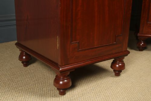 ANTIQUE ENGLISH LARGE PAIR OF GEORGIAN REGENCY FIGURED MAHOGANY PEDESTAL CABINETS CUPBOARDS BEDSIDES STANDS CIRCA 1820 - ADDITIONAL PHOTO 6