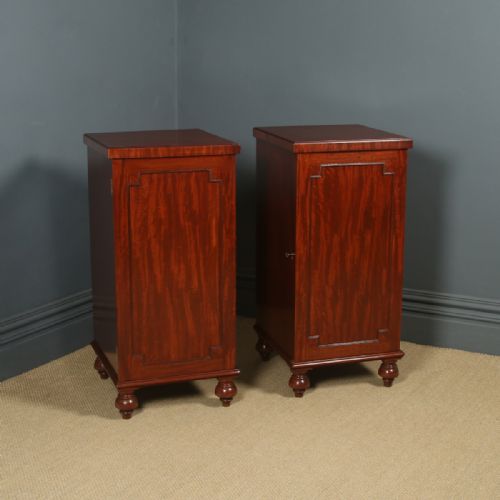 ANTIQUE ENGLISH LARGE PAIR OF GEORGIAN REGENCY FIGURED MAHOGANY PEDESTAL CABINETS CUPBOARDS BEDSIDES STANDS CIRCA 1820 - ADDITIONAL PHOTO 15