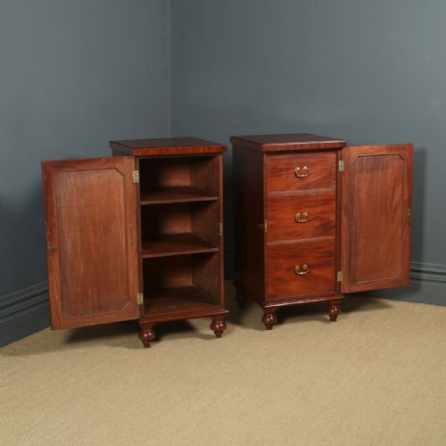 ANTIQUE ENGLISH LARGE PAIR OF GEORGIAN REGENCY FIGURED MAHOGANY PEDESTAL CABINETS CUPBOARDS BEDSIDES STANDS CIRCA 1820 - ADDITIONAL PHOTO 16