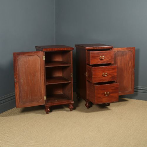 ANTIQUE ENGLISH LARGE PAIR OF GEORGIAN REGENCY FIGURED MAHOGANY PEDESTAL CABINETS CUPBOARDS BEDSIDES STANDS CIRCA 1820 - ADDITIONAL PHOTO 17