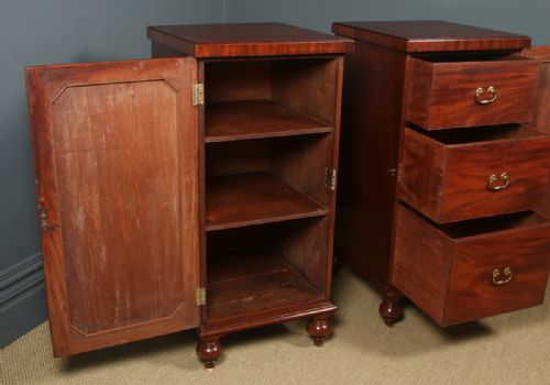 ANTIQUE ENGLISH LARGE PAIR OF GEORGIAN REGENCY FIGURED MAHOGANY PEDESTAL CABINETS CUPBOARDS BEDSIDES STANDS CIRCA 1820 - ADDITIONAL PHOTO 18