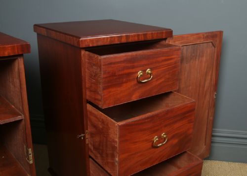 ANTIQUE ENGLISH LARGE PAIR OF GEORGIAN REGENCY FIGURED MAHOGANY PEDESTAL CABINETS CUPBOARDS BEDSIDES STANDS CIRCA 1820 - ADDITIONAL PHOTO 23